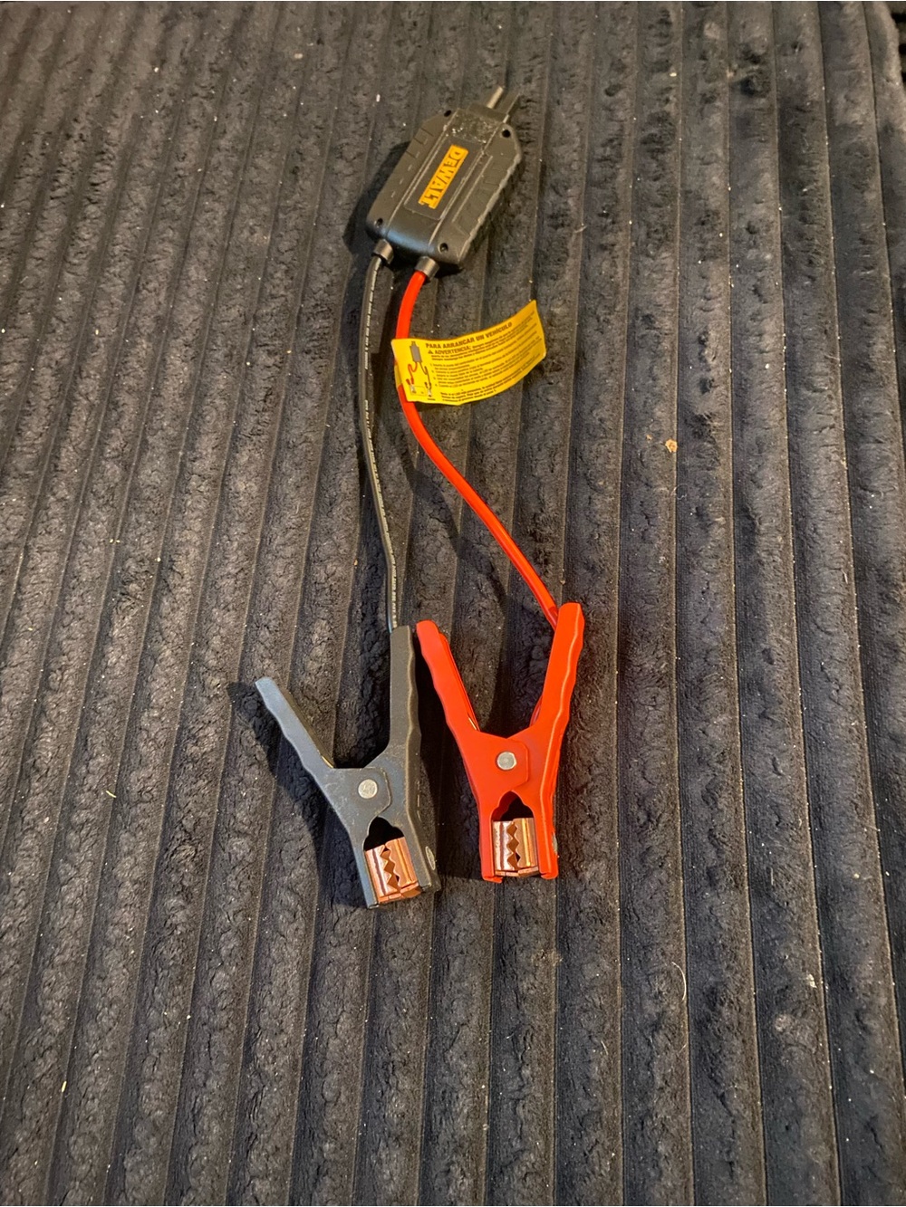 Dewalt Red and Black Battery Jumper Clamps with Inline Fuse